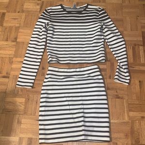 T by Wang Pin Striped Skirt Set